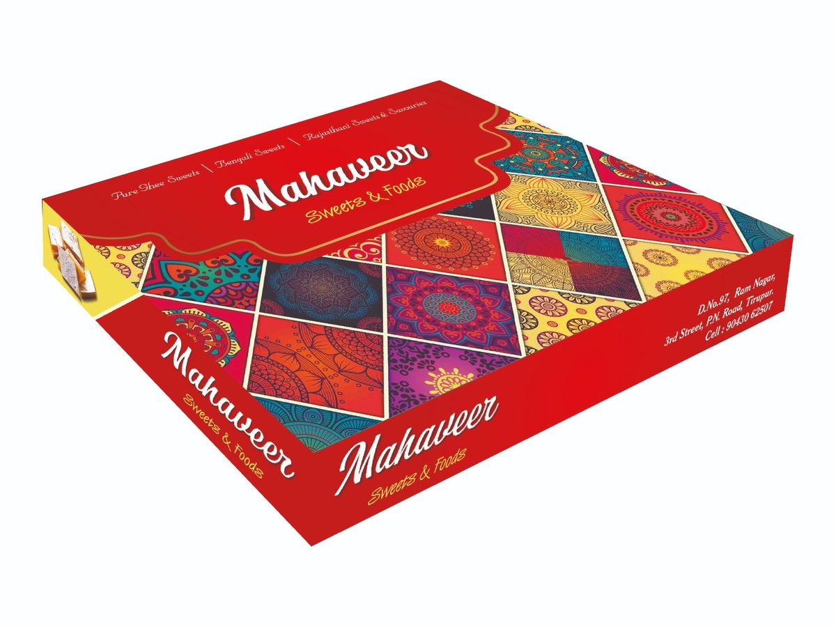 Mahaveer sweet box printed four-colour on coated board
